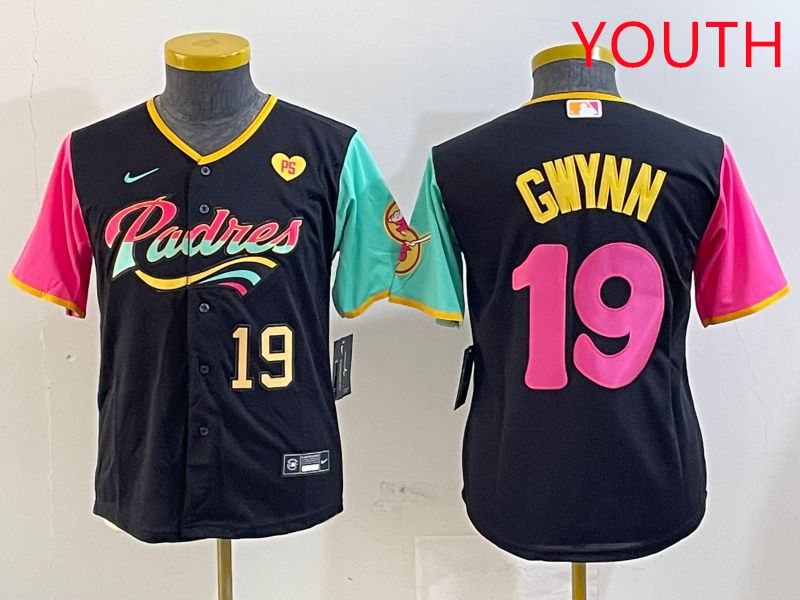 Youth San Diego Padres 19 Gwynn Black City Edition Game 2025 Nike MLB Jersey style 13